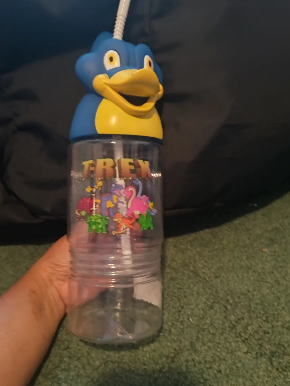 T-Rex Kids Water Bottle with Blue & Yellow Dino Lid